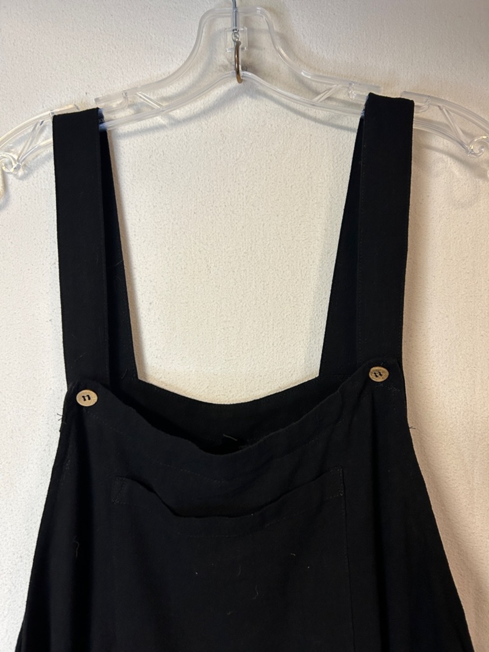 Black Wide-Leg Overalls Size 2XL  Linen Blend Adjustable - Picture 2 of 13